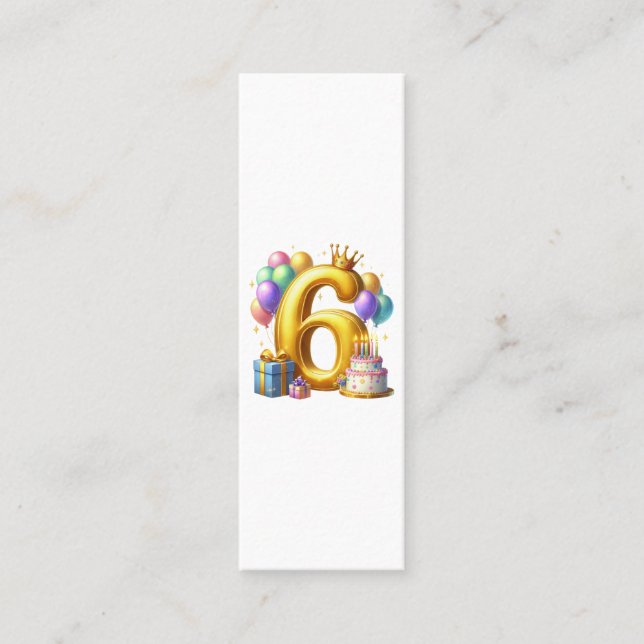 Golden 6th Birthday Calling Card (Front)