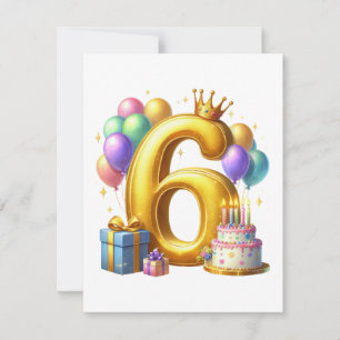 Golden 6th Birthday Card