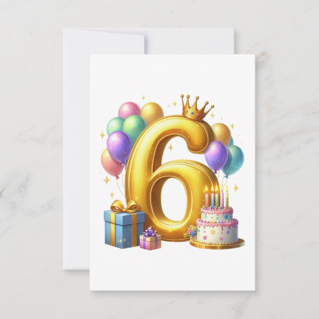 Golden 6th Birthday Card (Front)