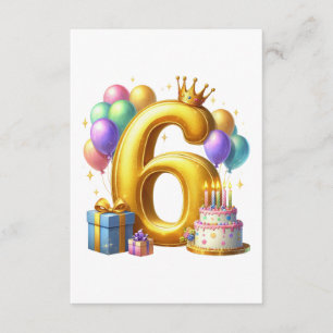 Golden 6th Birthday Enclosure Card