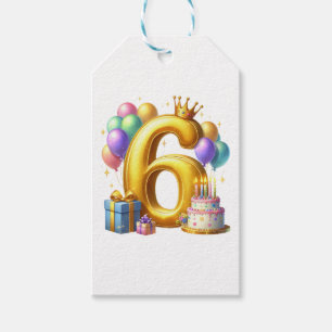 Golden 6th Birthday Gift Tags