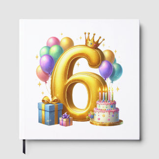 Golden 6th Birthday Guest Book