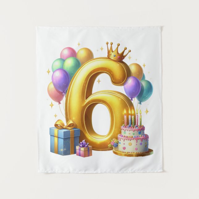 Golden 6th Birthday Tapestry (Front)