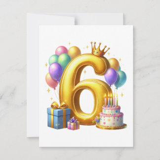Golden 6th Birthday Thank You Card