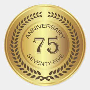 Golden 75th Anniversary with laurel wreath Sticker