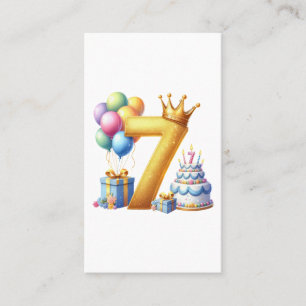 Golden 7th Birthday Business Card