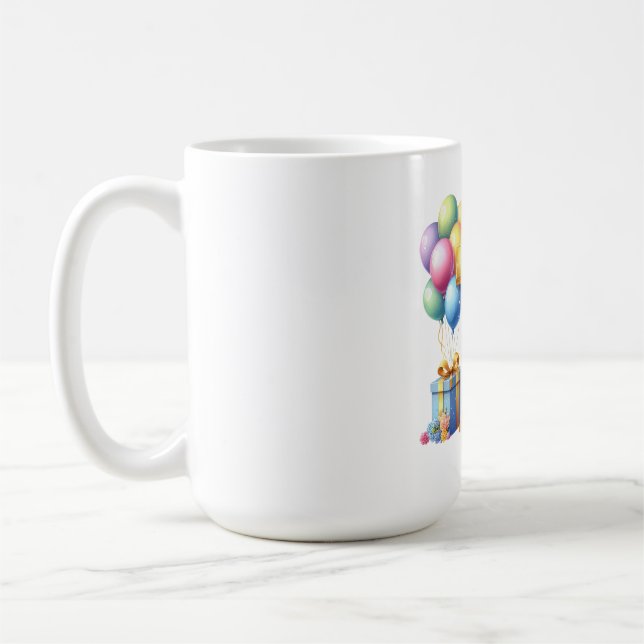 Golden 7th Birthday Coffee Mug (Left)