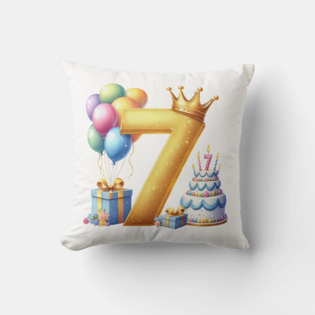 Golden 7th Birthday Cushion (Front)