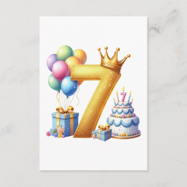 Golden 7th Birthday Enclosure Card (Front)