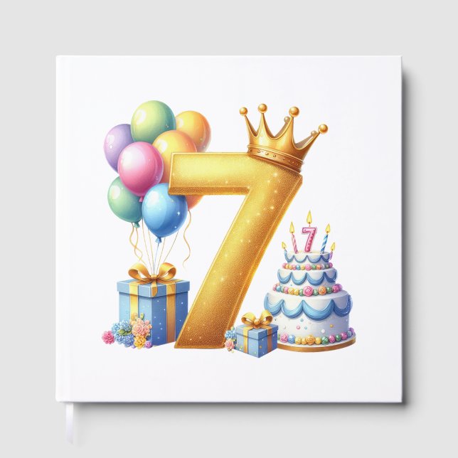 Golden 7th Birthday Guest Book (Front)