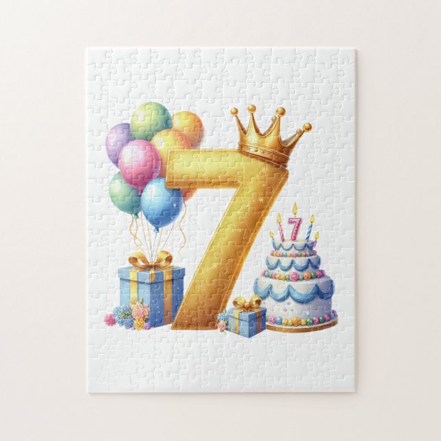 Golden 7th Birthday Jigsaw Puzzle (Vertical)