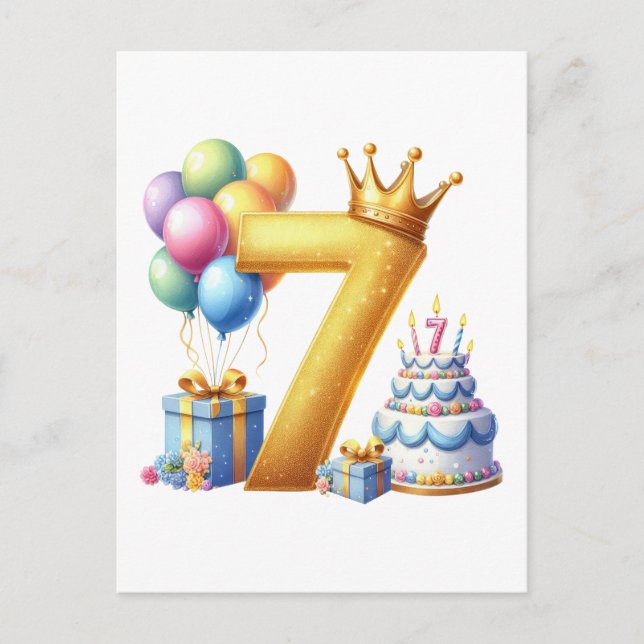 Golden 7th Birthday Postcard (Front)