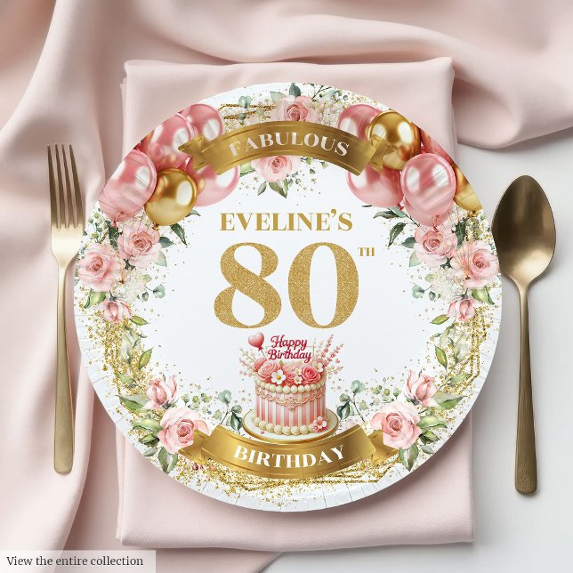 Golden 80 Birthday Plates Decor (Golden 80 Birthday Plates Decor)