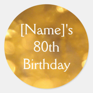 Golden 80th Birthday Sticker
