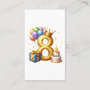 Golden 8th Birthday Business Card