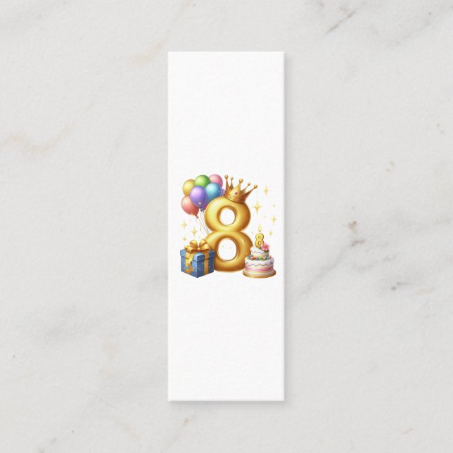 Golden 8th Birthday Calling Card (Front)