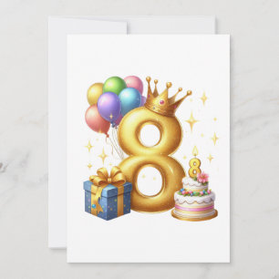 Golden 8th Birthday Card
