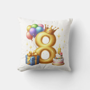 Golden 8th Birthday Cushion