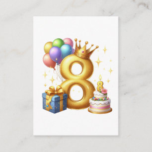 Golden 8th Birthday Enclosure Card