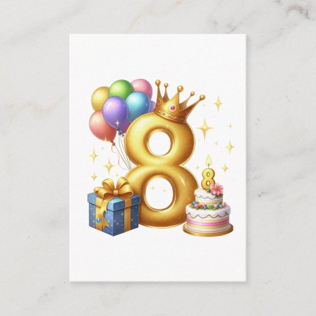 Golden 8th Birthday Enclosure Card (Front)