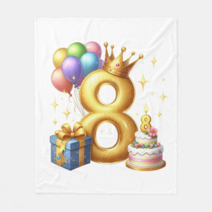 Golden 8th Birthday Fleece Blanket