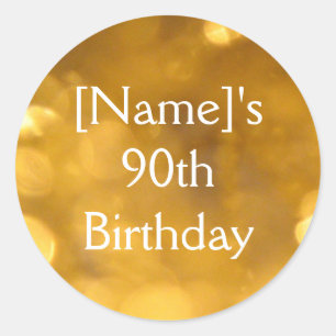 Golden 90th Birthday Sticker
