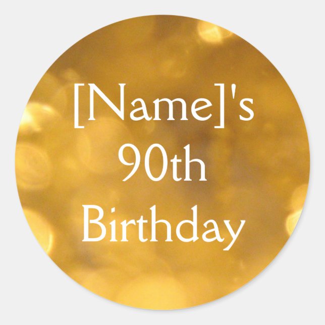 Golden 90th Birthday Sticker (Front)