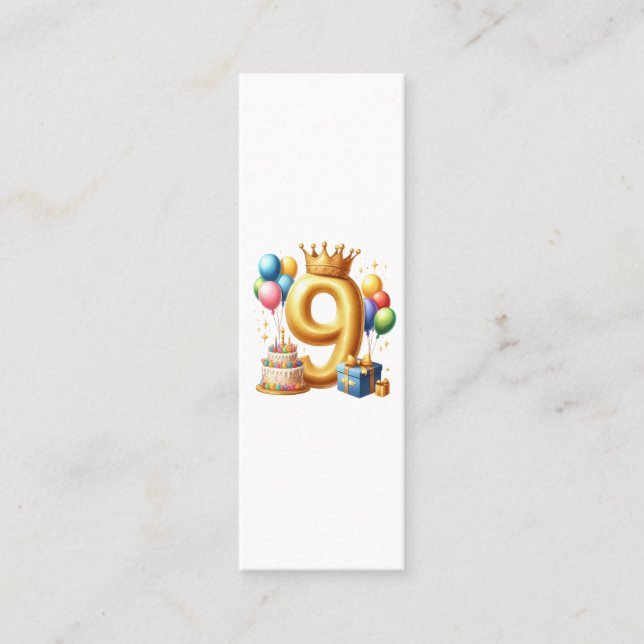 Golden 9th Birthday Calling Card (Front)