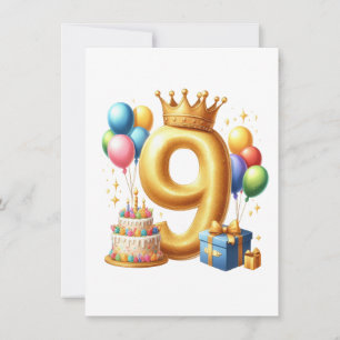 Golden 9th Birthday Card