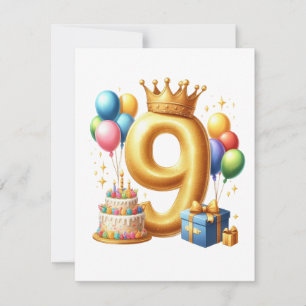 Golden 9th Birthday Card