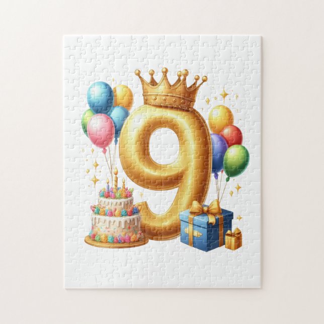 Golden 9th Birthday Jigsaw Puzzle (Vertical)