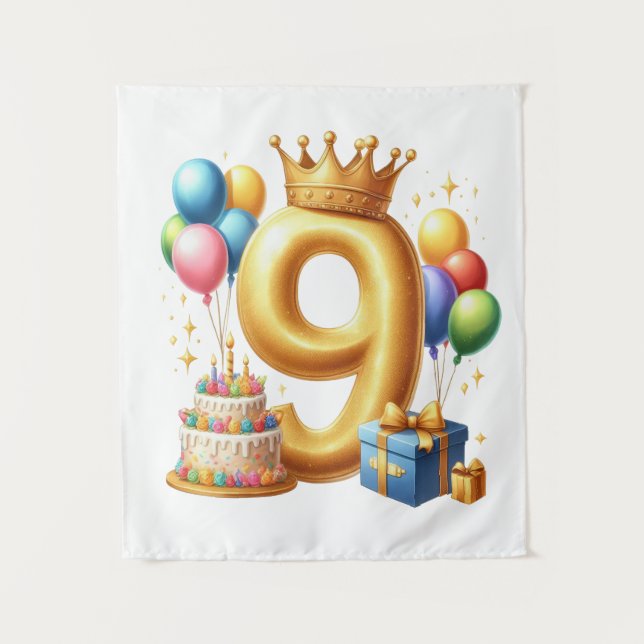 Golden 9th Birthday Tapestry (Front)
