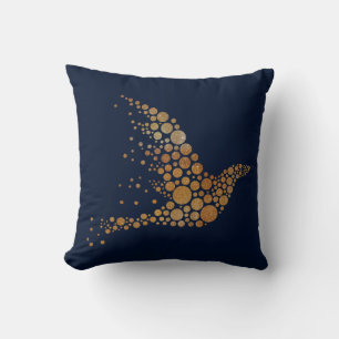 Golden Abstact Bird Pillow
