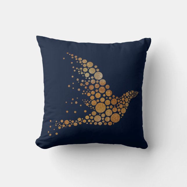 Golden Abstact Bird Pillow (Front)