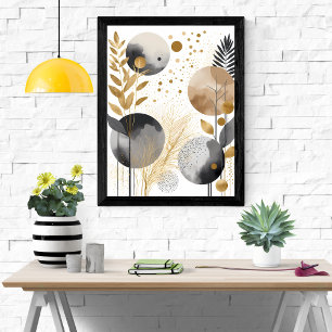 Golden Abstract Art, Modern Minimalist Poster