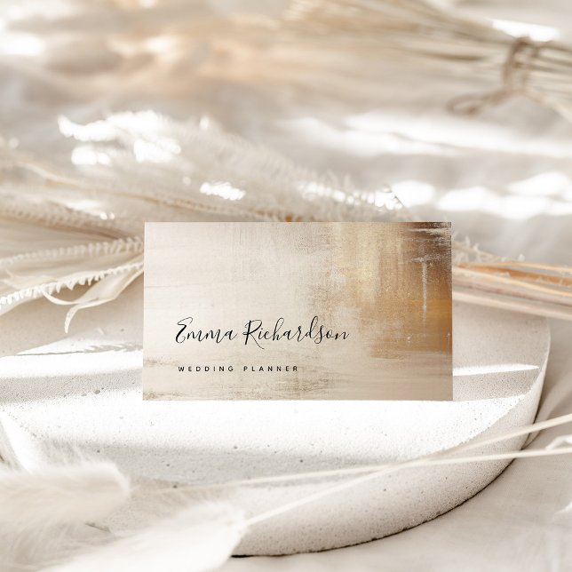 Golden Abstract | Elegant Business Card (An elegant, faux gold and neutral abstract business card)
