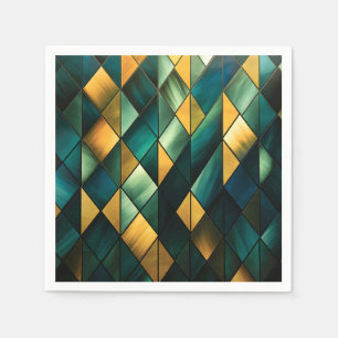 Golden Abstract Green Geometric Napkin