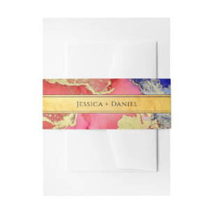 Golden Abstract Jewel Tone Art Wedding Invitation Invitation Belly Band