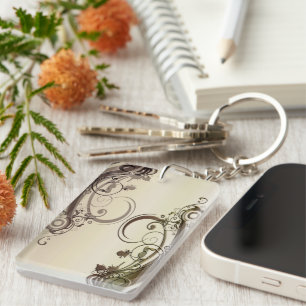 Golden Abstract Key Ring