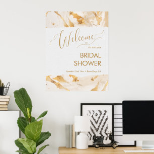 Golden Abstract Luxury Bridal Shower Welcome Poster