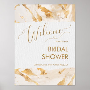 Golden Abstract Luxury Bridal Shower Welcome Poster