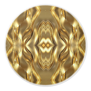 Golden abstract mandala pattern ceramic knob