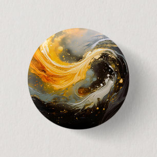Golden Abstract Marble Modern Waves 3 Cm Round Badge