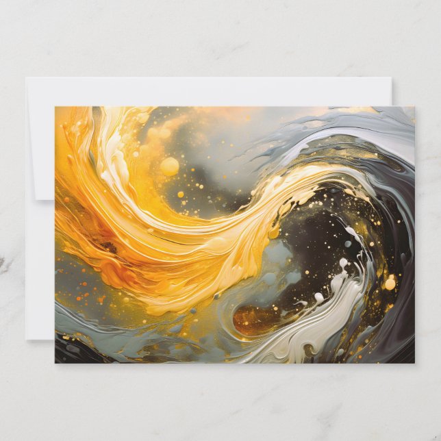 Golden Abstract Marble Modern Waves Announcement (Front)