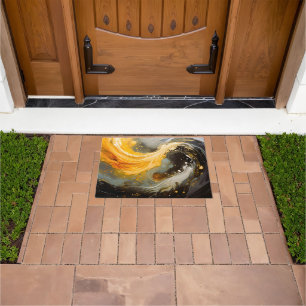 Golden Abstract Marble Modern Waves Doormat