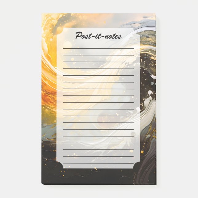 Golden Abstract Marble Modern Waves Post-it Notes (Front)