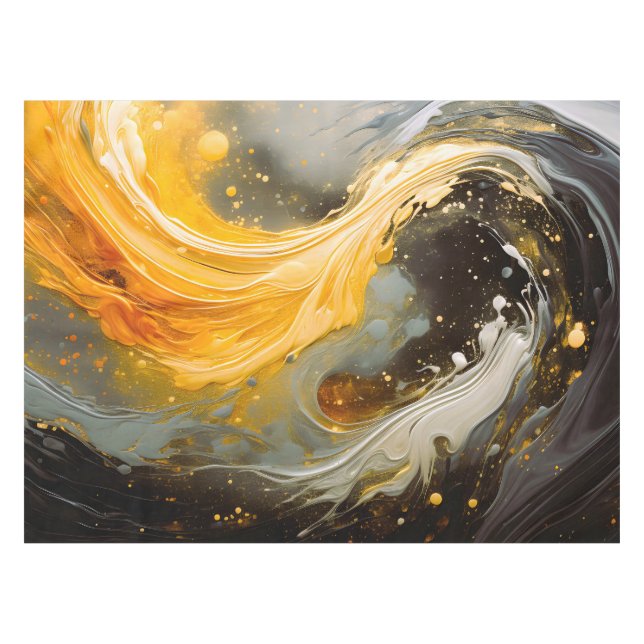 Golden Abstract Marble Modern Waves Tablecloth (Front (Horizontal))