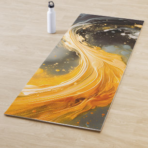 Golden Abstract Marble Modern Waves Yoga Mat