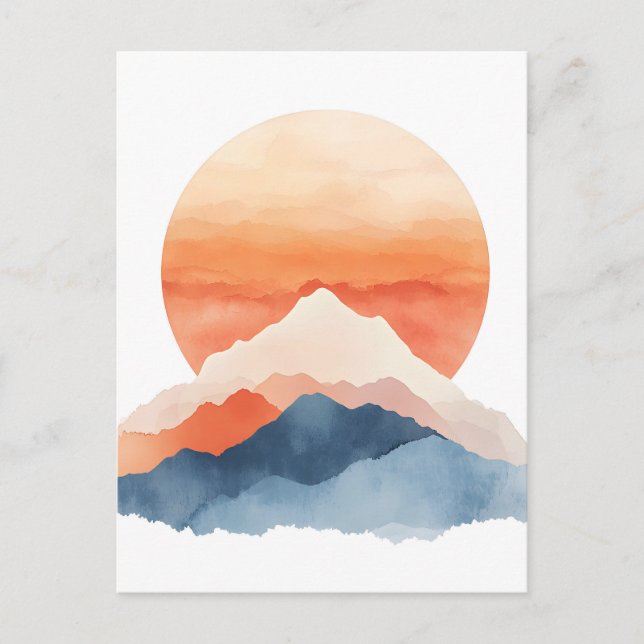 Golden Abstract Mountain Peak Sunrise Holiday Postcard (Front)