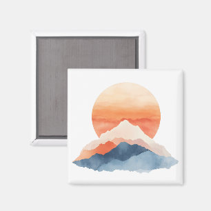 Golden Abstract Mountain Peak Sunrise Magnet